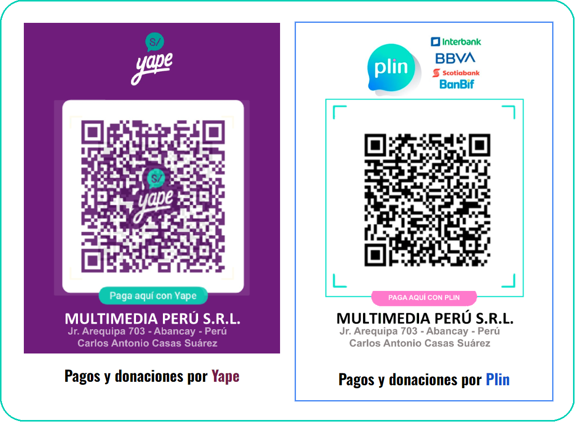 Código QR para donar por Yape o Plin a Multimedia Perú S.R.L.